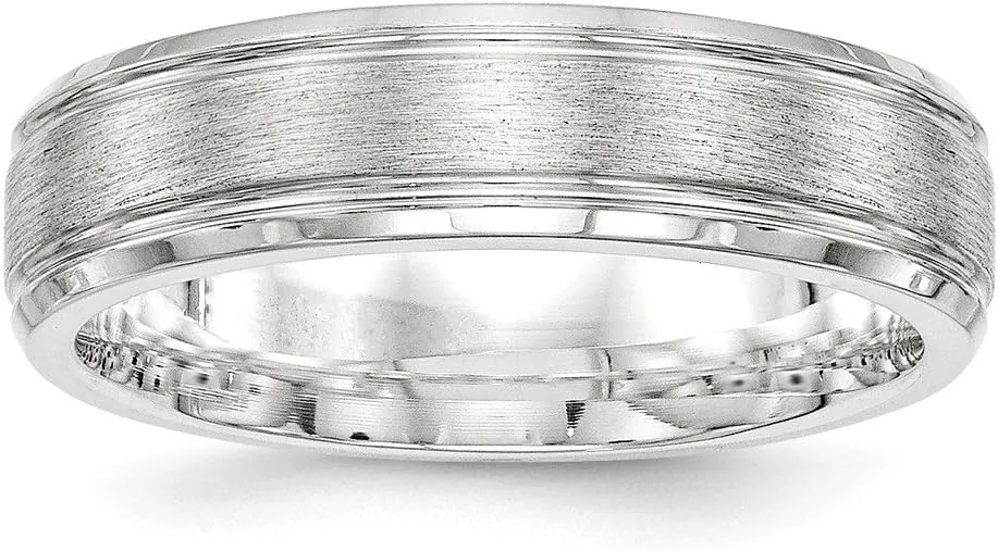 Solid 925 Sterling Silver 6mm Matte Brushed Finish Unique Wedding Band Ring