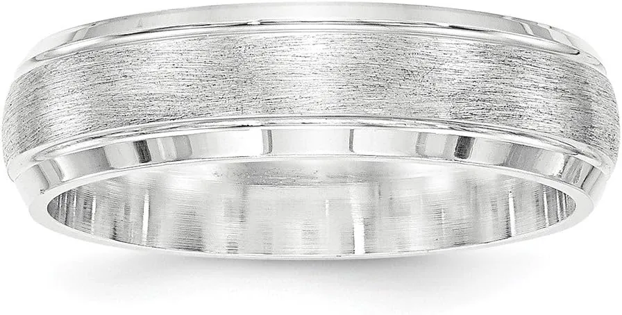 Solid 925 Sterling Silver 6mm Matte Brushed Finish Unique Wedding Band Ring