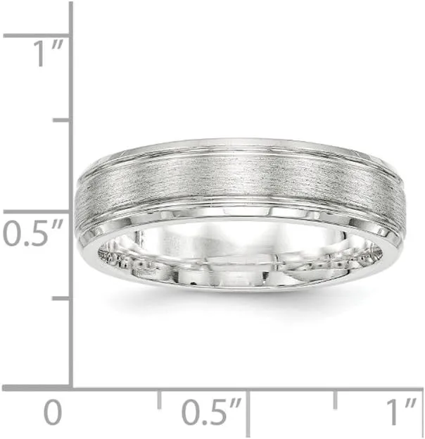 Solid 925 Sterling Silver 6mm Matte Brushed Finish Unique Wedding Band Ring