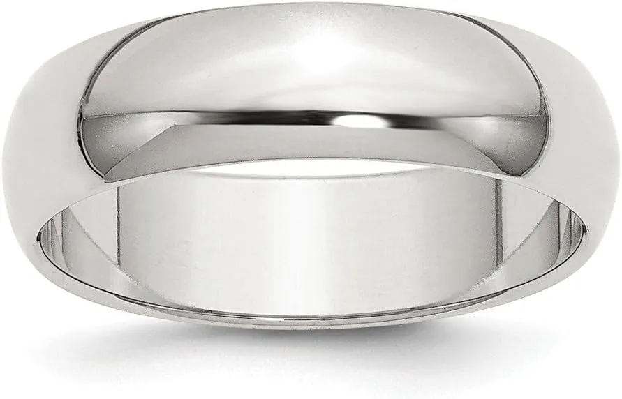 Solid 925 Sterling Silver 6mm Plain Classic Dome Wedding Band Ring