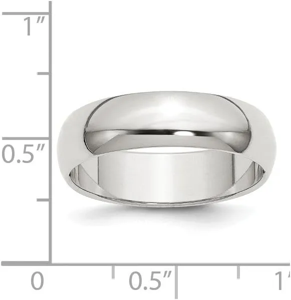 Solid 925 Sterling Silver 6mm Plain Classic Dome Wedding Band Ring
