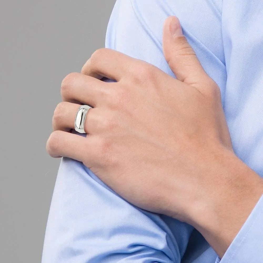 Solid 925 Sterling Silver 7mm Plain Classic Dome Milgrain Wedding Band Ring