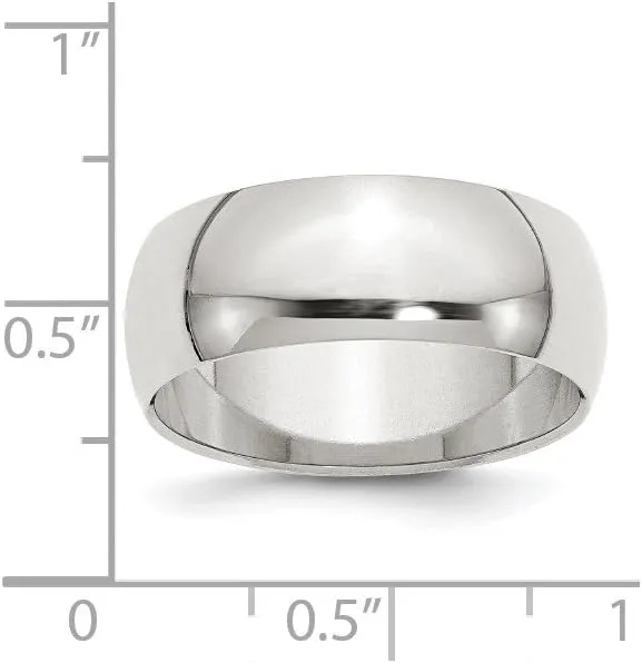 Solid 925 Sterling Silver 8mm Men's Plain Classic Dome Wedding Band Ring