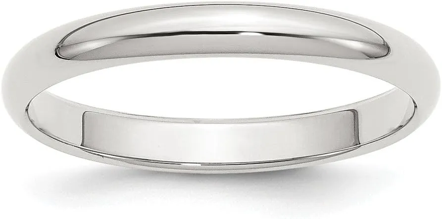Solid 925 Sterling Silver Stackable 3mm Classic Dome Band Wedding Anniversary Ring