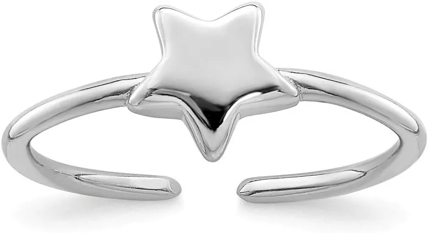 Solid 925 Sterling Silver Star Toe Ring Adjustable
