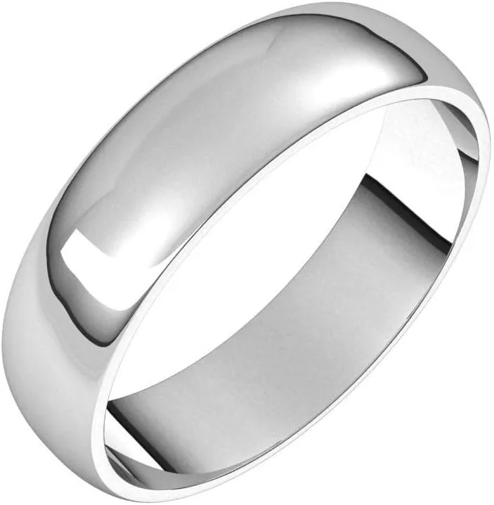 Solid Palladium 5mm Wedding Band Ring Classic Plain Traditional - Size 9