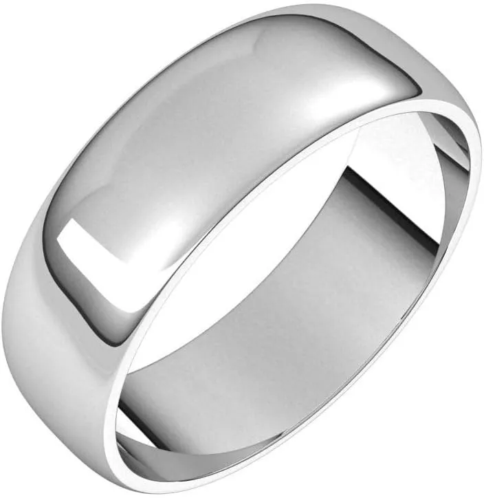 Solid Palladium 6mm Wedding Band Ring Classic Plain Traditional - Size 9