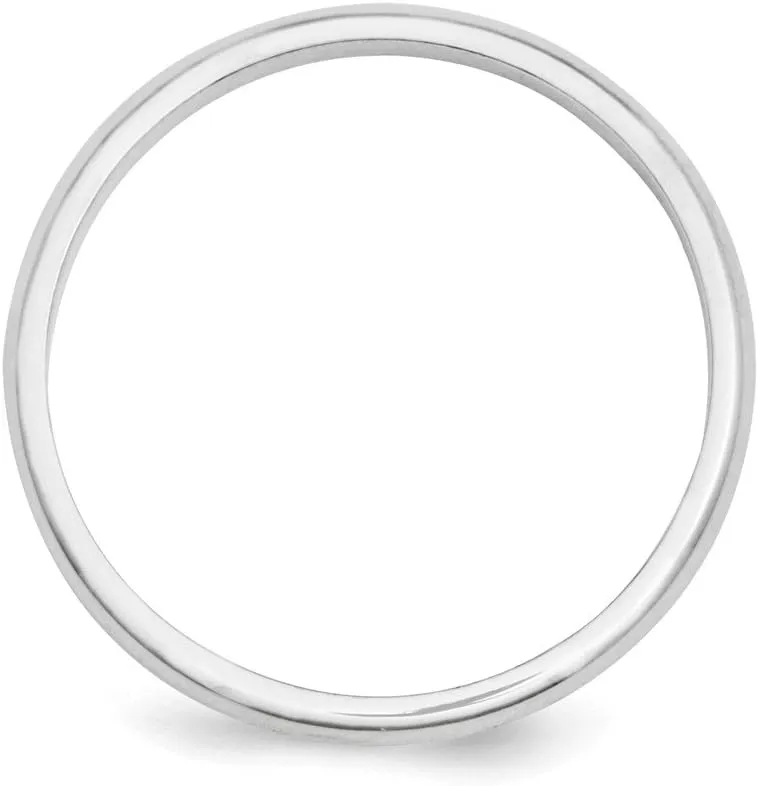 Solid Platinum 2mm Plain Classic Dome Wedding Band Ring