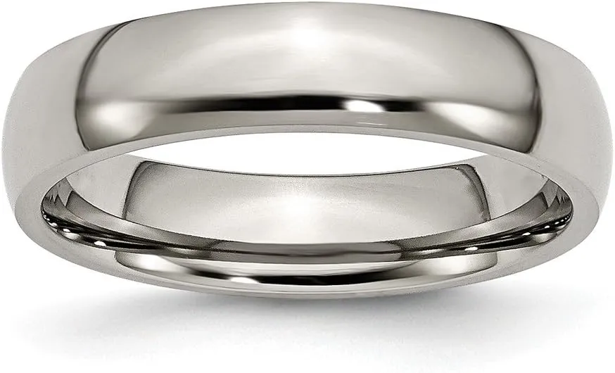 Solid Titanium 5mm Plain Classic Wedding Band Ring Comfort-Fit