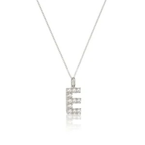 Solid White Gold Pearl Initial Letter Necklace