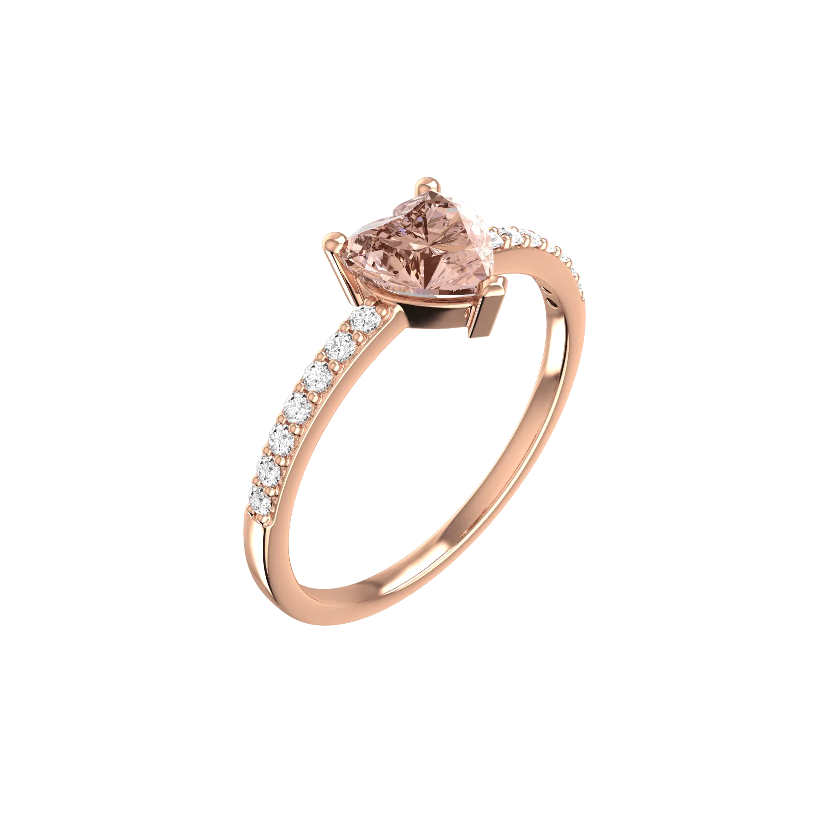 Solitaire heart pave ring