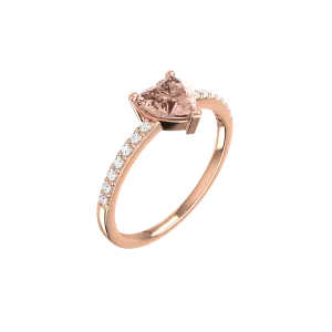 Solitaire heart pave ring