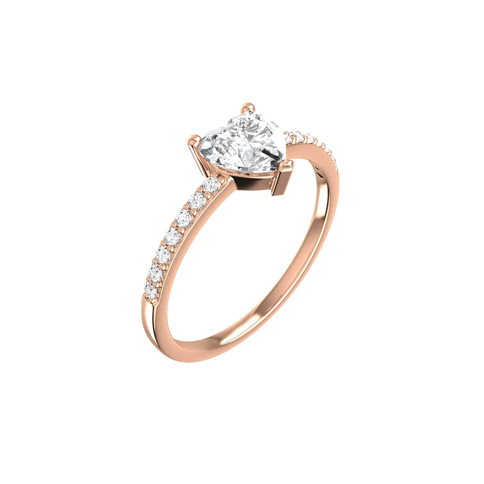 Solitaire heart pave ring