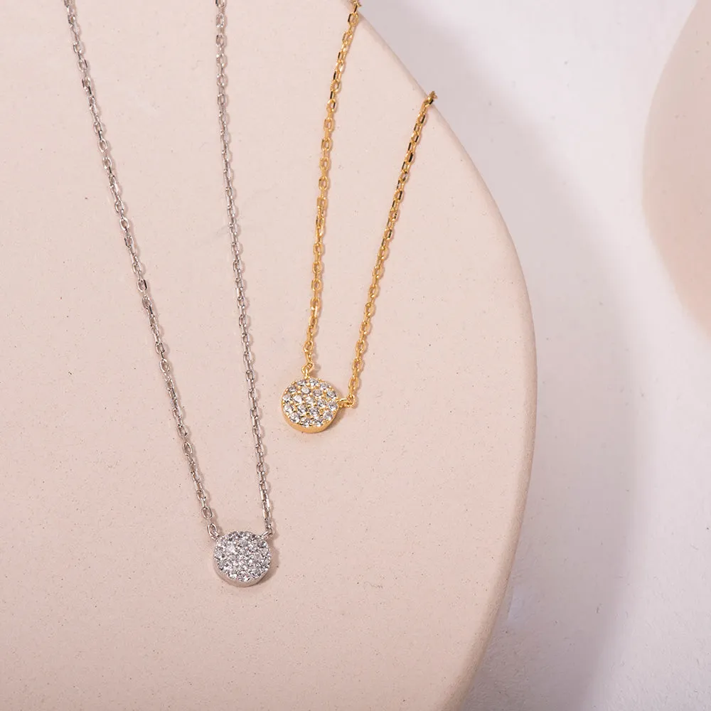 Sparkly Cubic Zirconia Disc Necklace