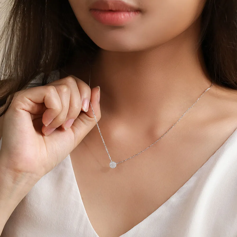 Sparkly Cubic Zirconia Disc Necklace
