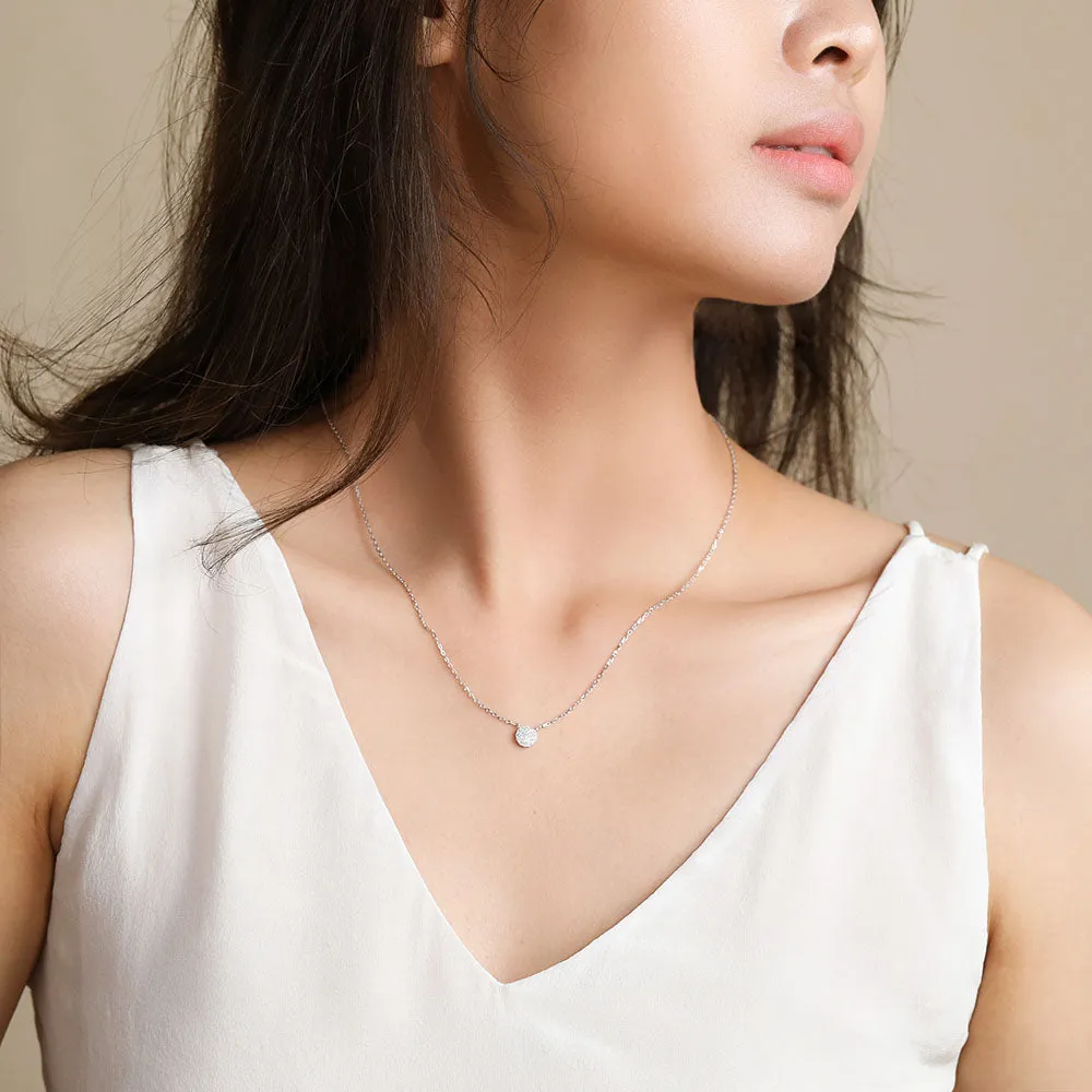 Sparkly Cubic Zirconia Disc Necklace