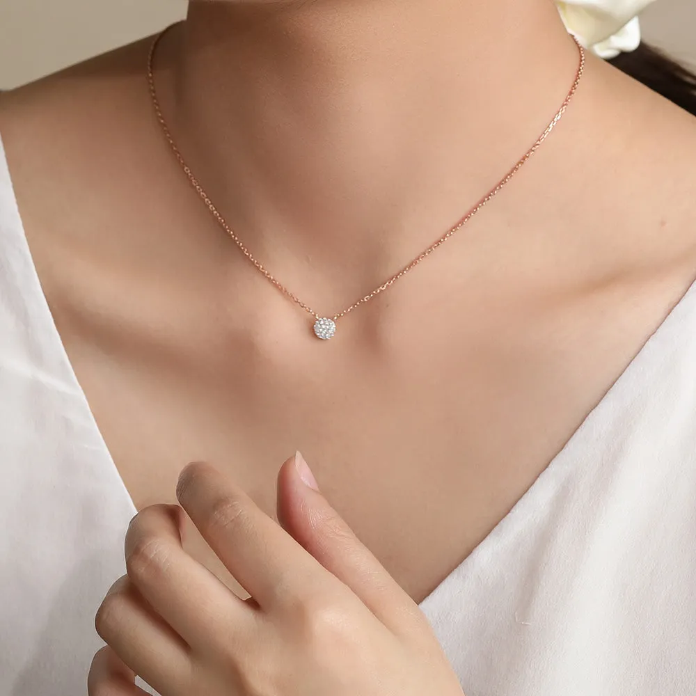 Sparkly Cubic Zirconia Disc Necklace