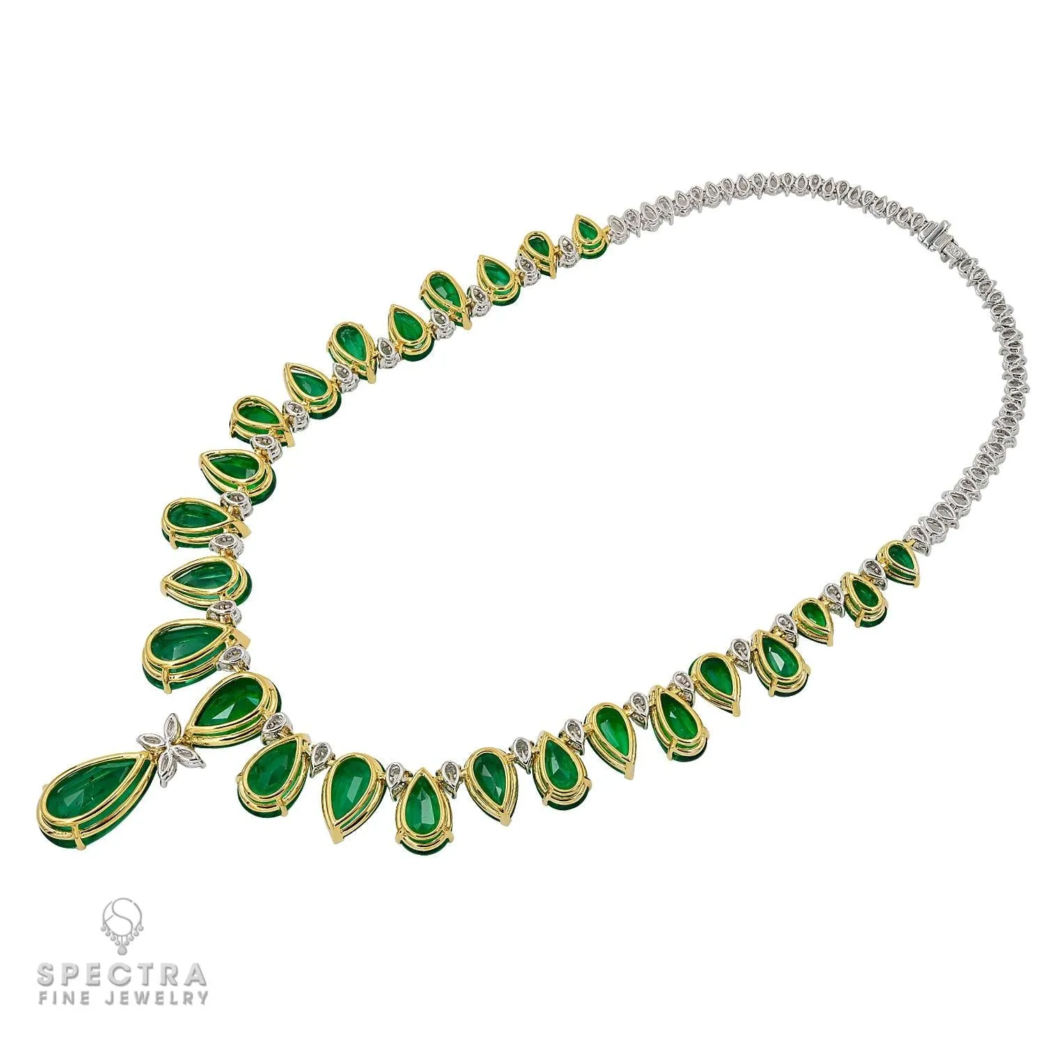 Spectra Fine Jewelry 104.80ct Zambian Emerald and Diamond Necklace