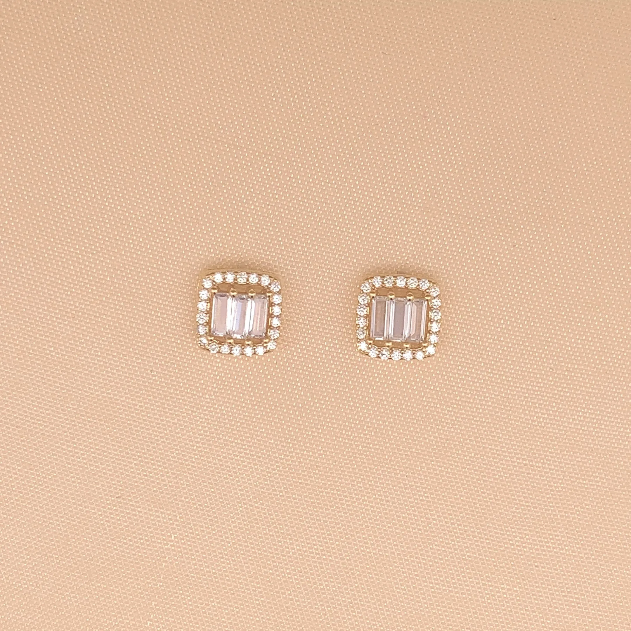 Square Baguette Cut Stud Earrings (Pure Silver)