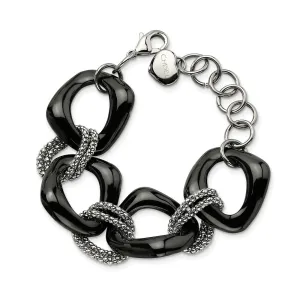 Stainless Steel Black Ceramic Link Bracelet