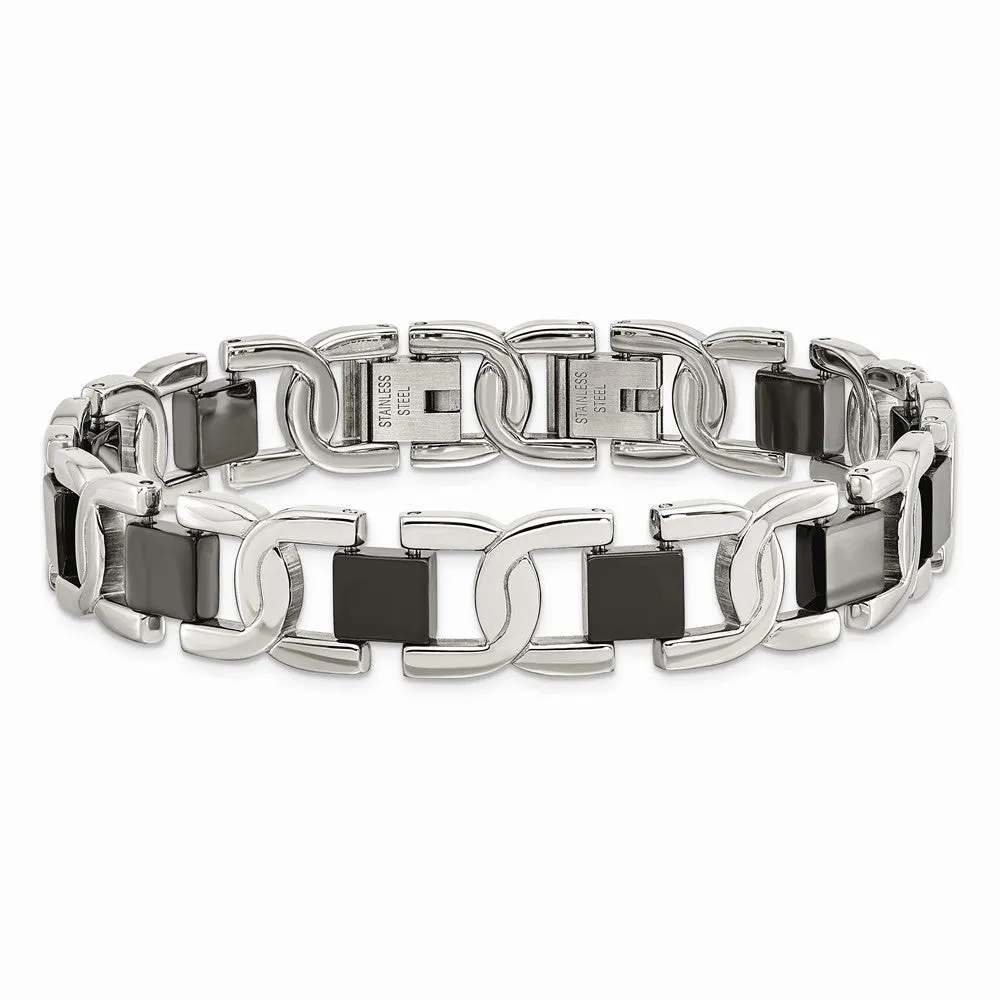 Stainless Steel Black IP-plated 8in Bracelet