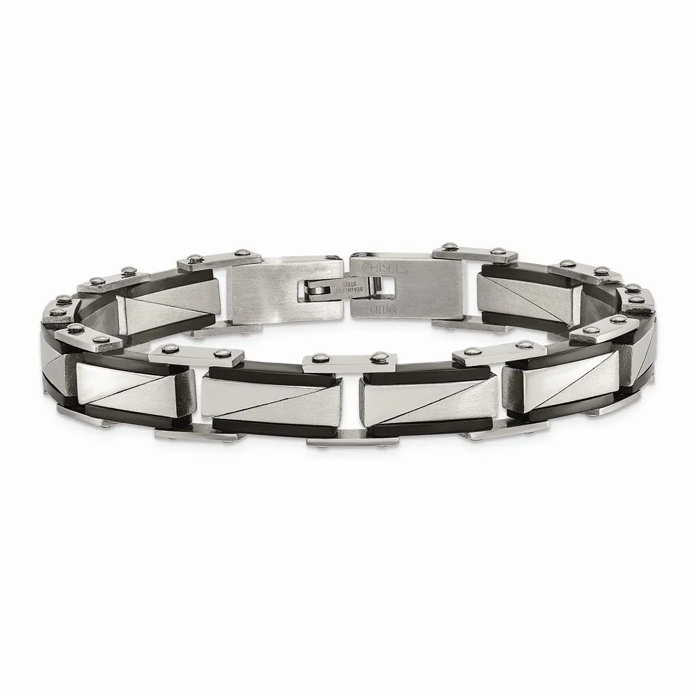 Stainless Steel Brushed and Polished Black IP-plated Bracelet