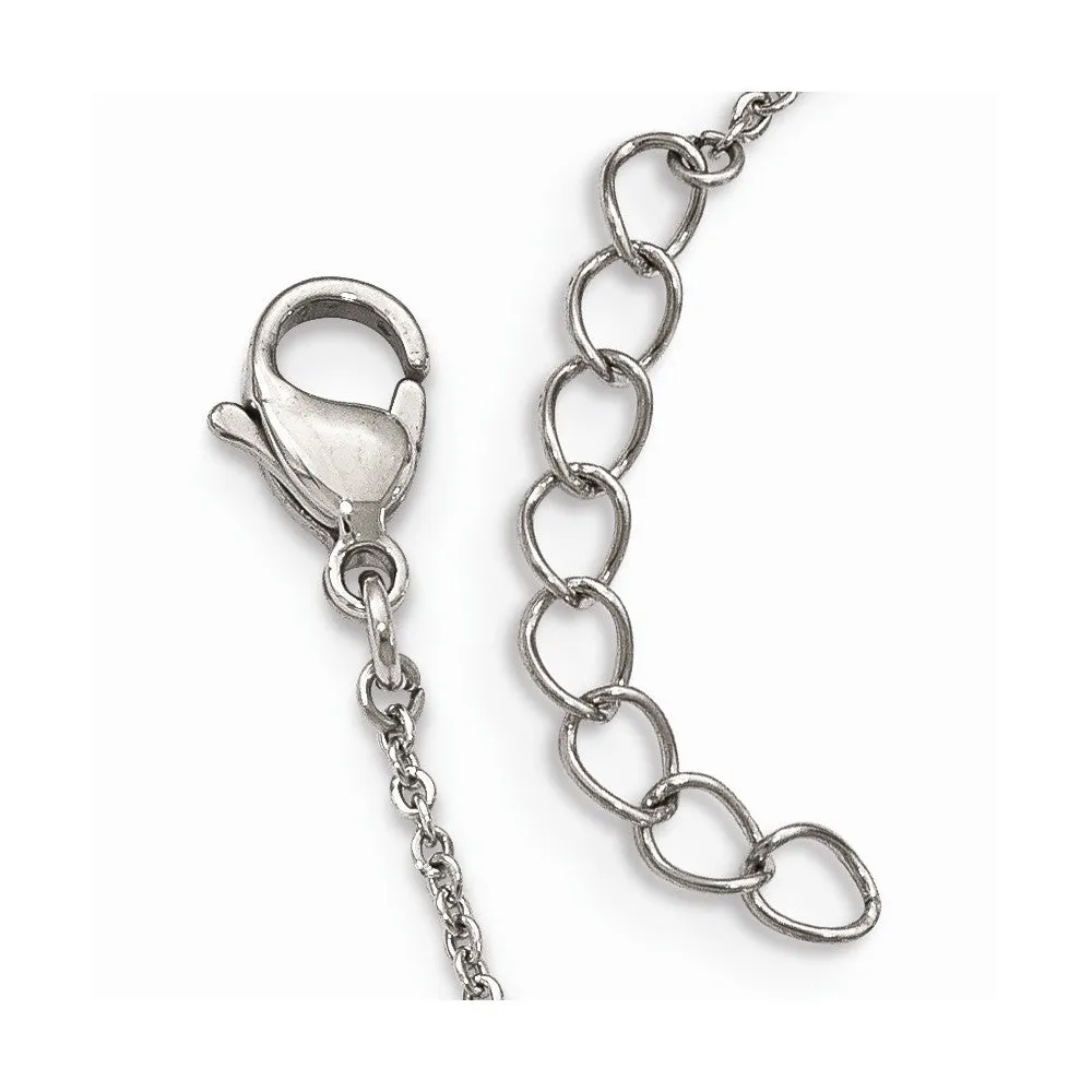 Stainless Steel Grey Glass w/1in. Ext. Bracelet
