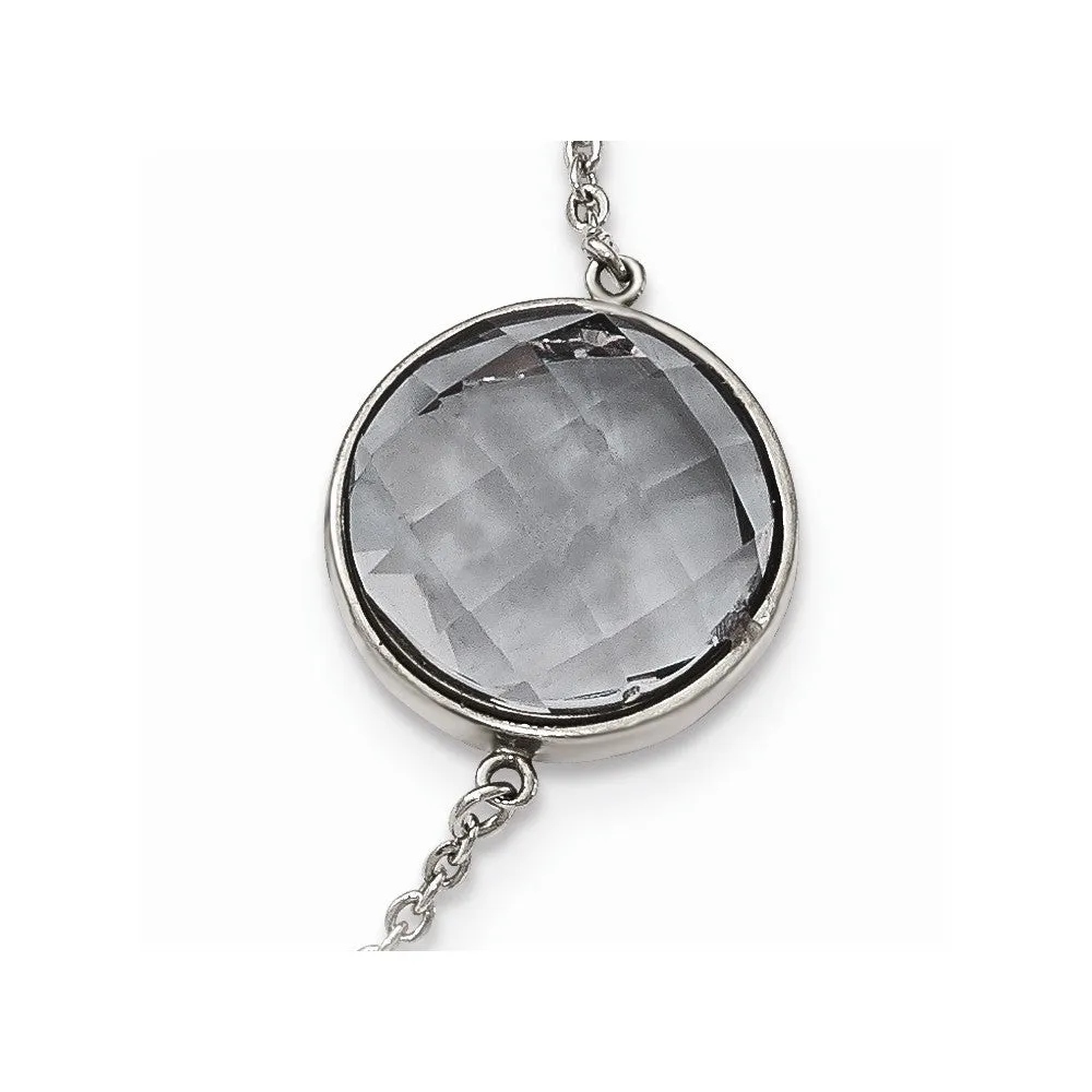 Stainless Steel Grey Glass w/1in. Ext. Bracelet