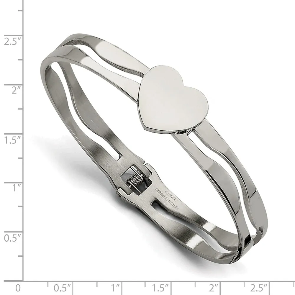 Stainless Steel Heart Hinged Bracelet