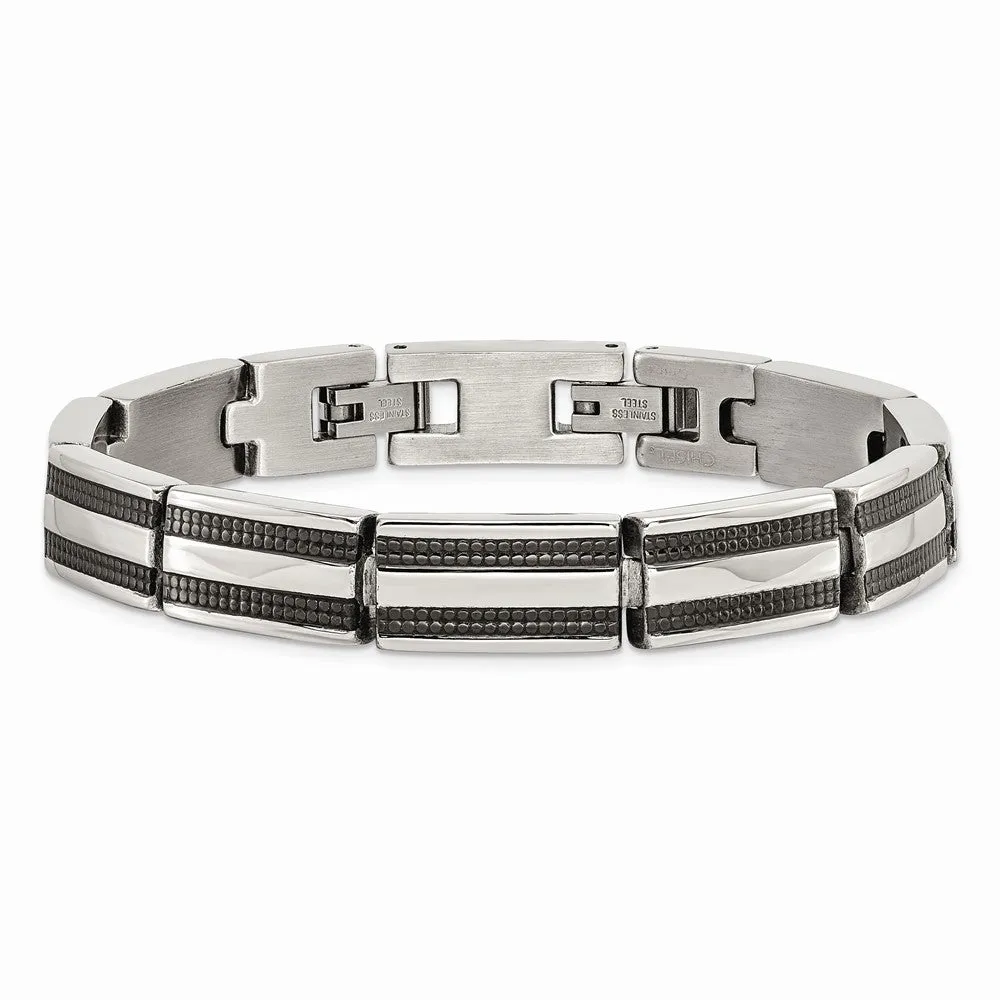 Stainless Steel IP Black-plated 8.25in Bracelet