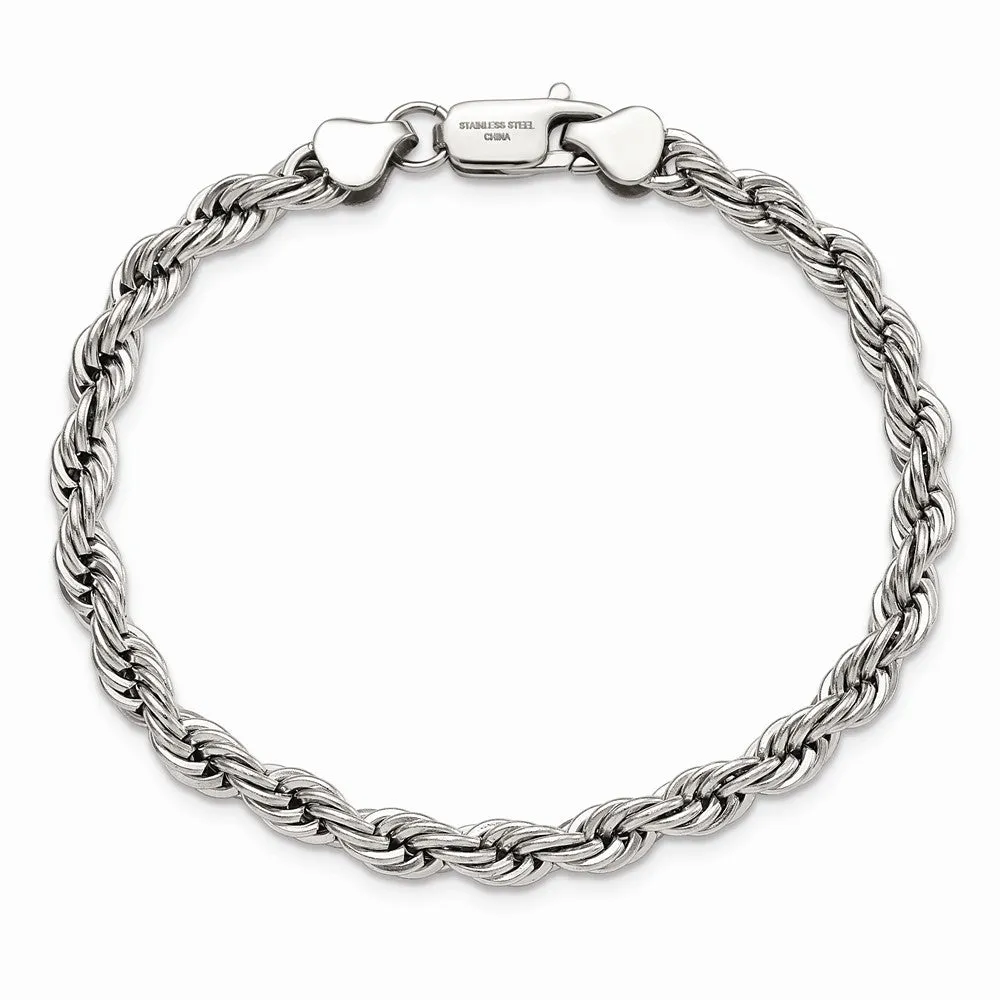 Stainless Steel Polished 6mm Rope Bracelet