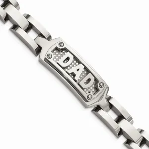 Stainless Steel Polished & Textured Dad Bracelet