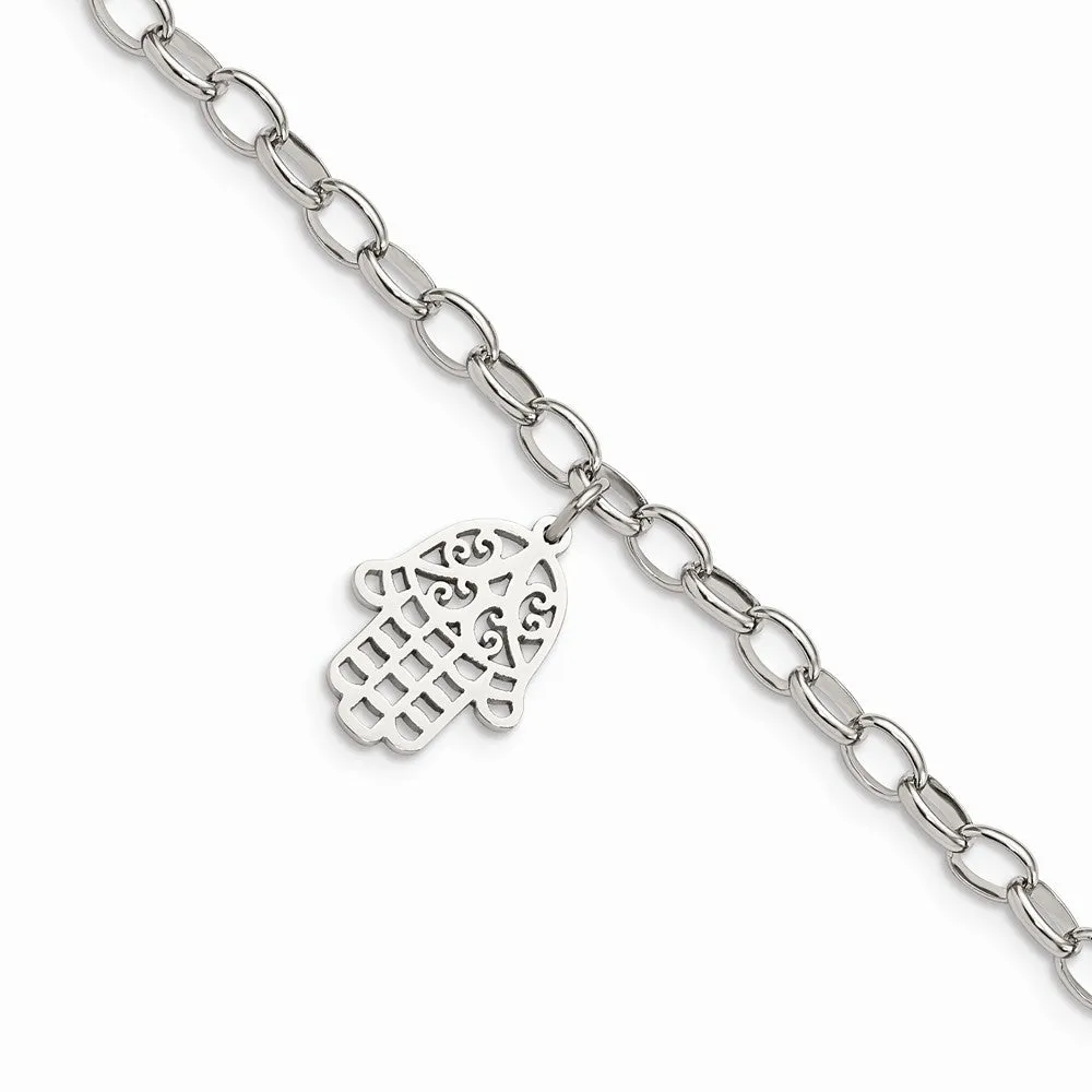 Stainless Steel Polished Chamseh/Hamsa 7in. Bracelet