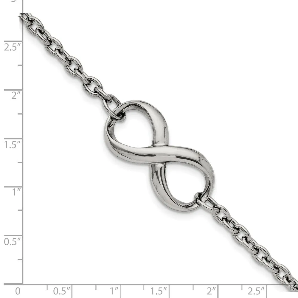 Stainless Steel Polished Infinity Symbol and Link Bracelet