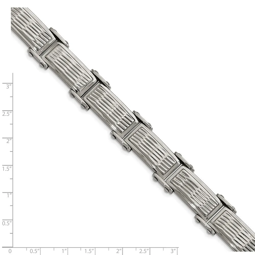 Stainless Steel Polished/Brushed Textured Link Bracelet