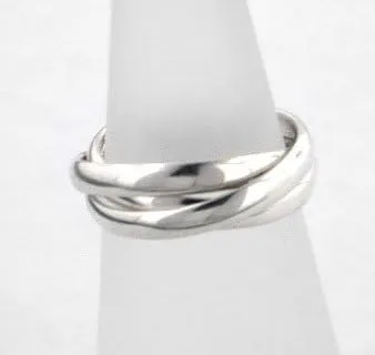 Sterling Silver 3-Band Russian Wedding Ring(Sizes 4,5,6,7,8,9,10,11,12)