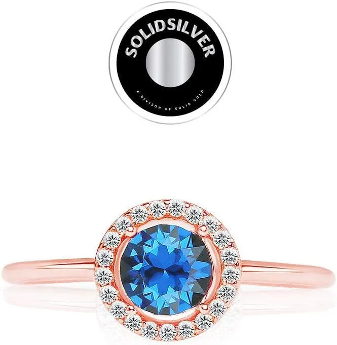 Sterling Silver Adjustable Rings Sizes 7-9 Made with a Round Solitaire Austrian Crystal | Sterling Silver, Yellow or Rose Gold Dipped
