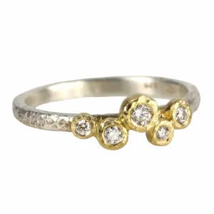 Sterling Silver and Five Diamond Texture Ring