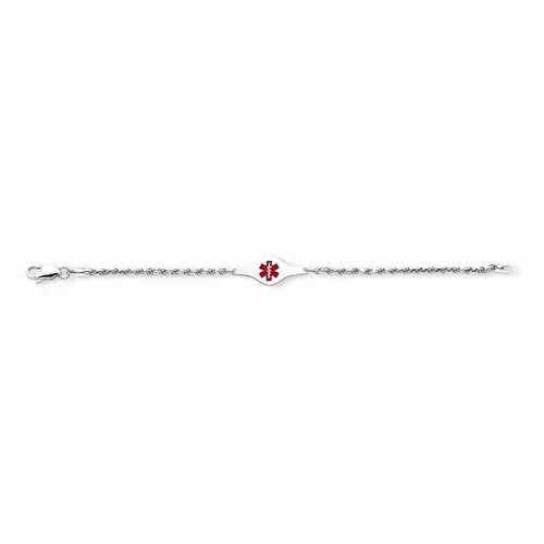Sterling Silver Childrens Medical Id Bracelet with Rope Li , 6 inches, Dazzling Bracelets For Women