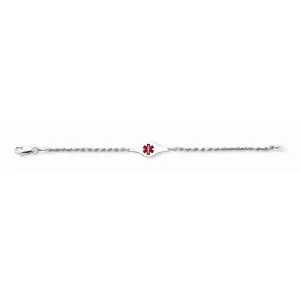 Sterling Silver Childrens Medical Id Bracelet with Rope Li , 6 inches, Dazzling Bracelets For Women