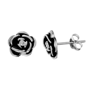 Sterling Silver Rose Stud Earrings - Small Flower Studs