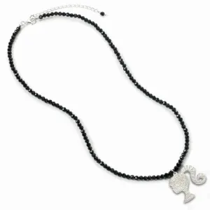 Sterling Silver Silhouette Black Onyx Bead Necklace BMSN0026