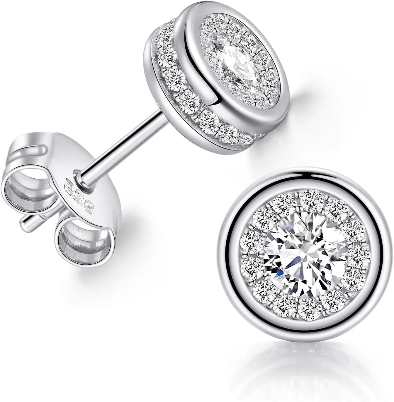 Sterling Silver Stud Earrings Hypoallergenic Small Stud Earrings Sparkling Diamond Stud Earrings with Push Back