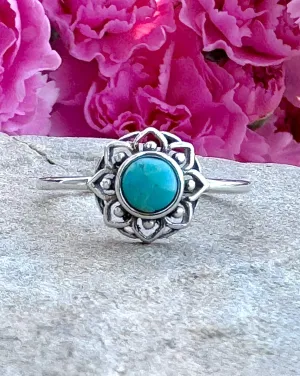 Sterling Silver Turquoise Lotus Flower Ring