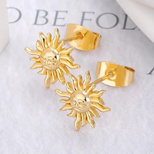 Sun stud earrings,sun earrings,celestial earrings,gold sun earrings,sun studs,gold sun earrings,sun jewelry,minimalist earrings,silver stud (Gold)