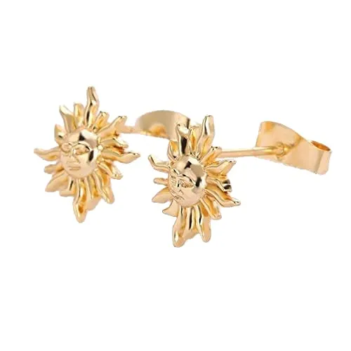 Sun stud earrings,sun earrings,celestial earrings,gold sun earrings,sun studs,gold sun earrings,sun jewelry,minimalist earrings,silver stud (Gold)