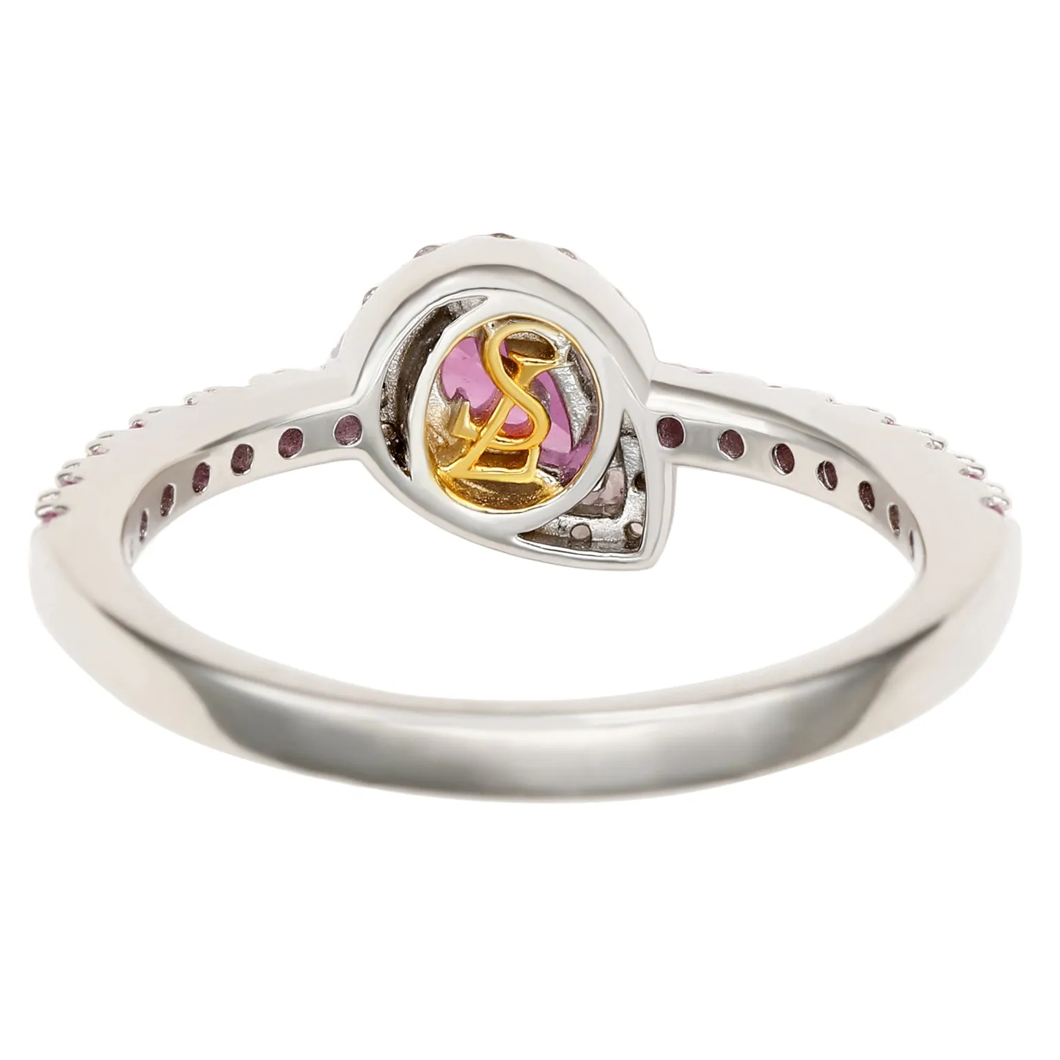 Suzy Levian Sterling Silver Pink & White Sapphire Pear Shape Petite Ring
