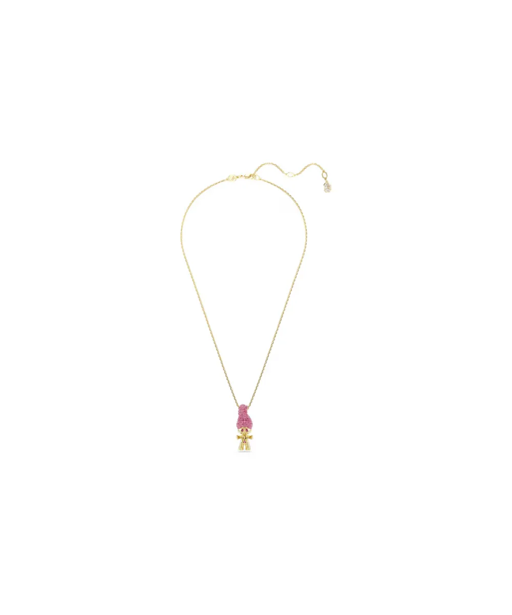 SWAROVSKI GOOD LUCK TROLLS PENDANT,TROLL,PINK,GOLD-TONE PLATED
