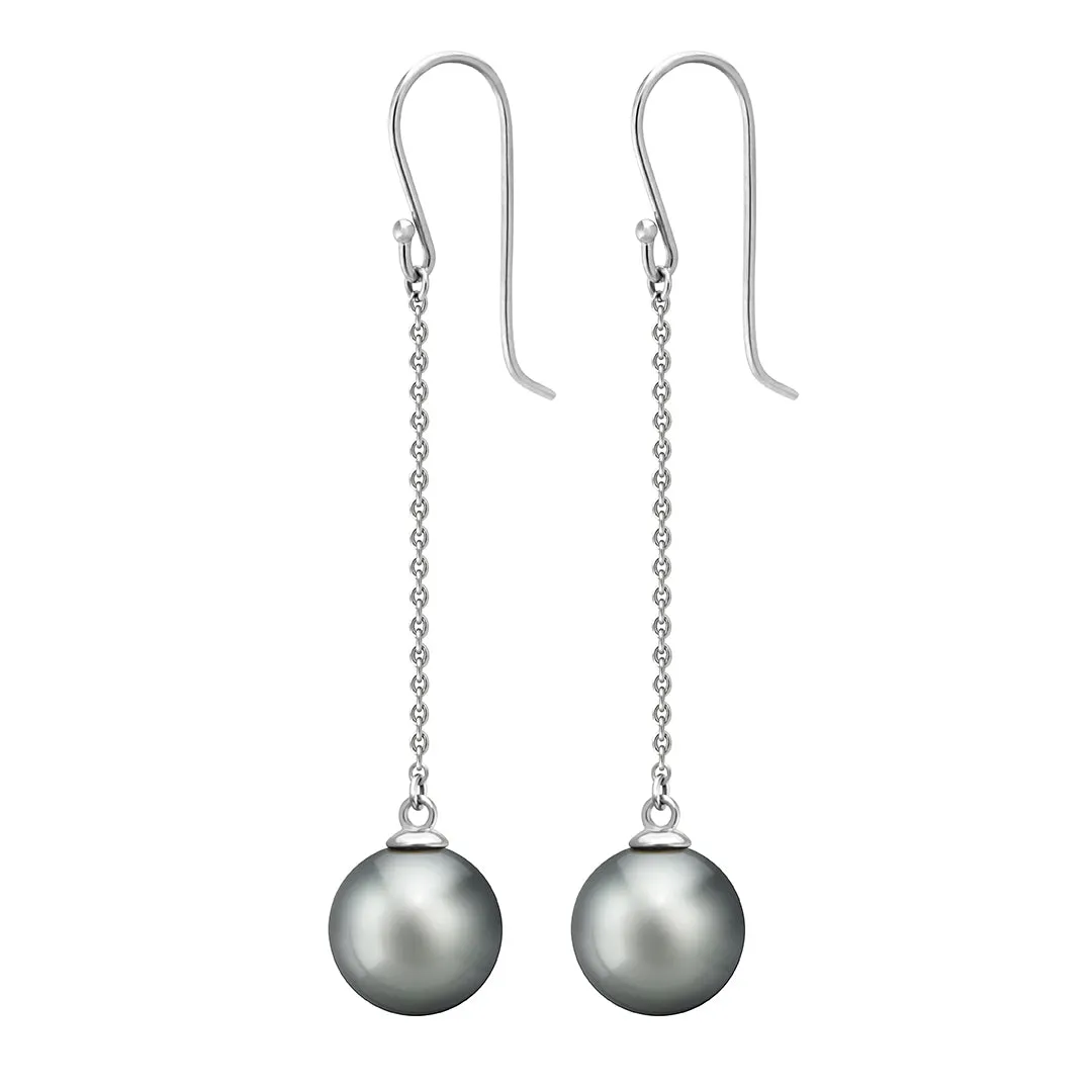 Tahitian Pearl Earrings - White Gold - 001