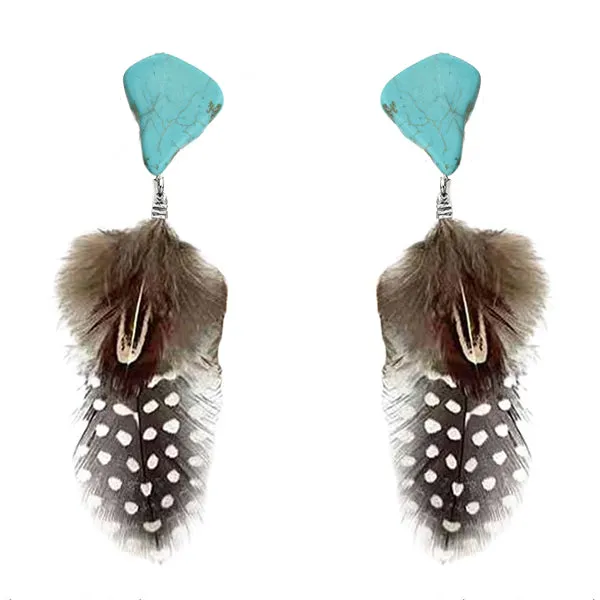 The Dutton Turquoise Feather Fashion Earrings